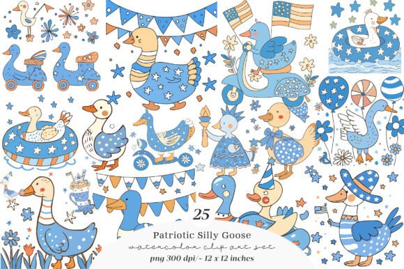 Bring Humor and Heart to Your Designs with Patriotic Silly Goose Png Clipart