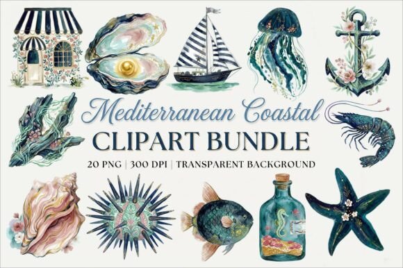 Capturing Coastal Charm: Watercolor Clipart for Designers