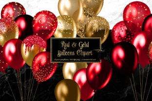 Celebrate in Style with Red and Gold Balloon Clipart