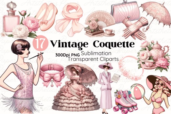 Charming Pink Vintage Clipart for Creative Projects
