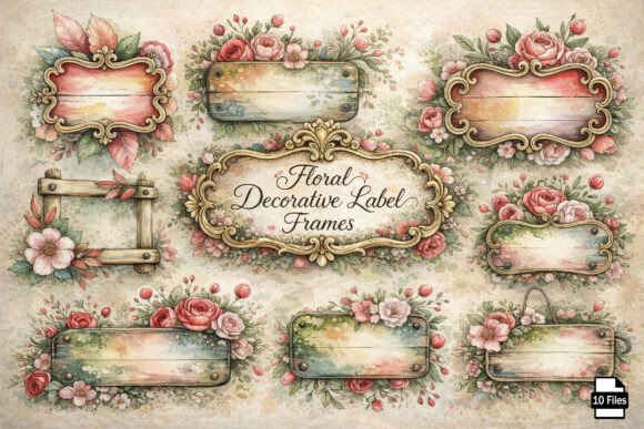 Charming Vintage Floral Label Frames for Timeless Designs