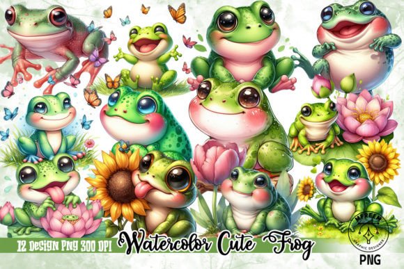 Charming Watercolor Frog Clipart for Creative Projects