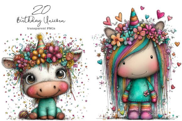 Enchanting Unicorn Clipart for Magical Birthday Designs