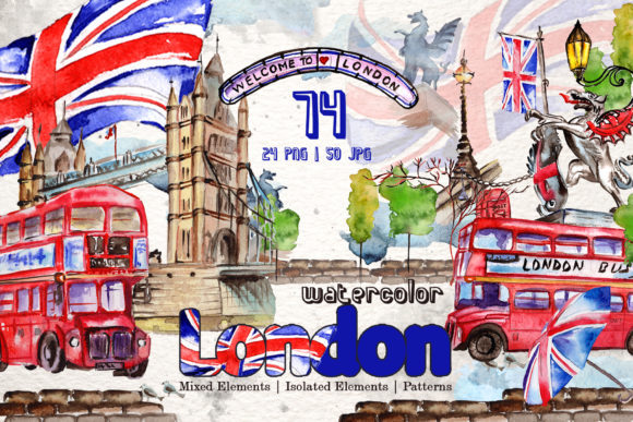 London Watercolor: Hand-Painted Charm for Every Creative Project