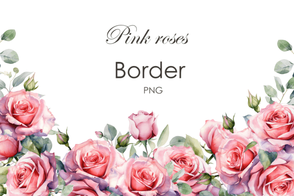 Rose Border Pink Roses Clipart for Elegant Design Projects