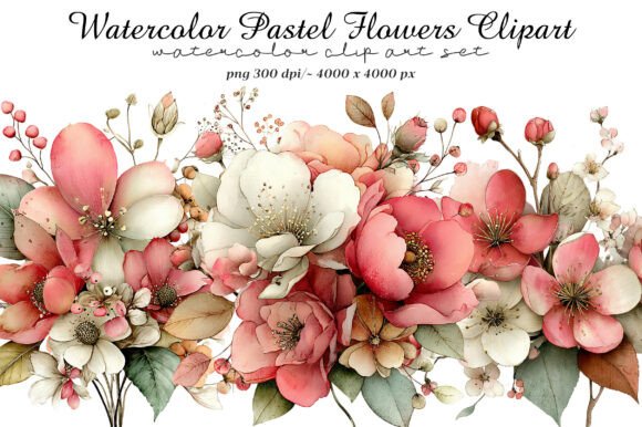 Soft & Dreamy: Watercolor Pastel Flowers for Every Project