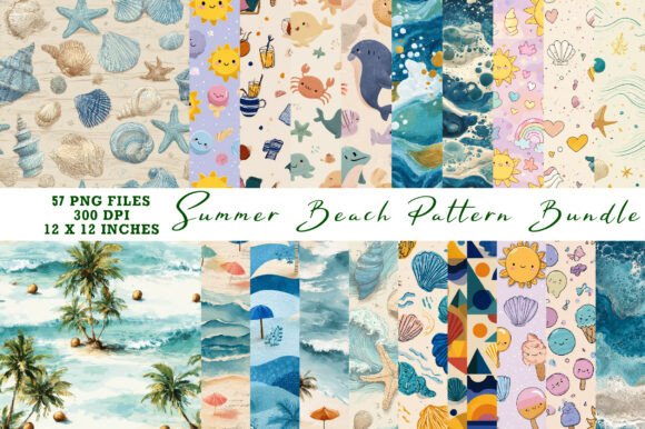 Summer Beach Pattern Bundle: 57 Vibrant Designs for Creative Projects
