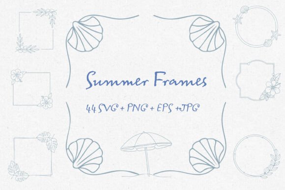 Summer Frames Svg, Beach Frame Clipart: Coastal Design Essentials