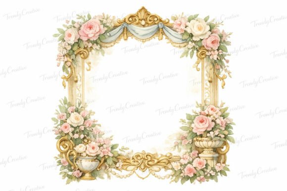 Timeless Elegance with Regency Floral Frame PNG Clipart