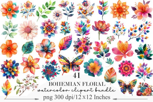 Unleash Your Creativity with Bohemian Floral Clipart PNG