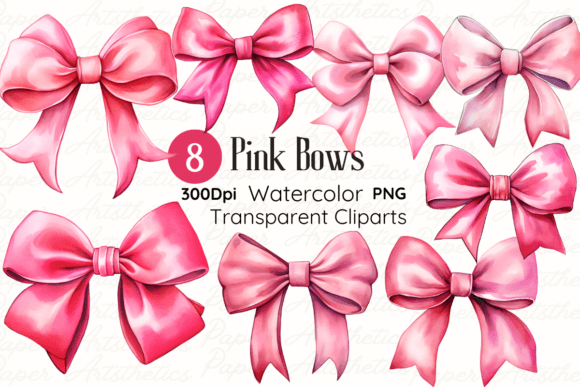 Watercolor Pink Bow Clipart: Soft Touches for Baby Showers