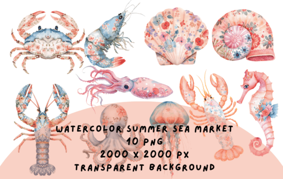 Watercolor Summer Sea Market: Coastal Charm for Your Designs