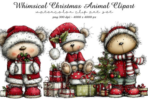 Whimsical Christmas Animal Clipart: Festive Designs