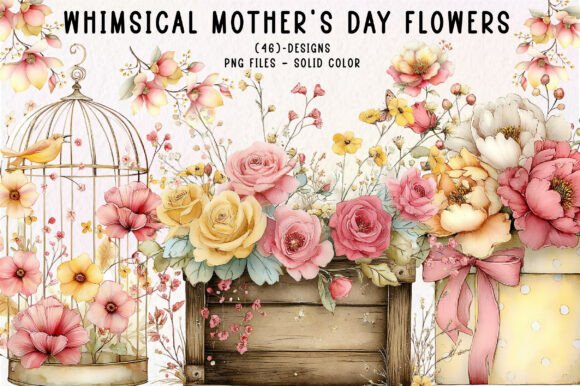Whimsical Mother's Day Flowers Clipart for Creative Projects