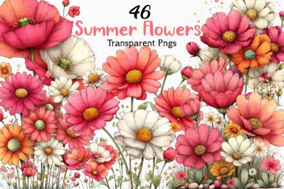 Whimsical Summer Flowers Clipart: Infusing Your Designs with Sunny Charm