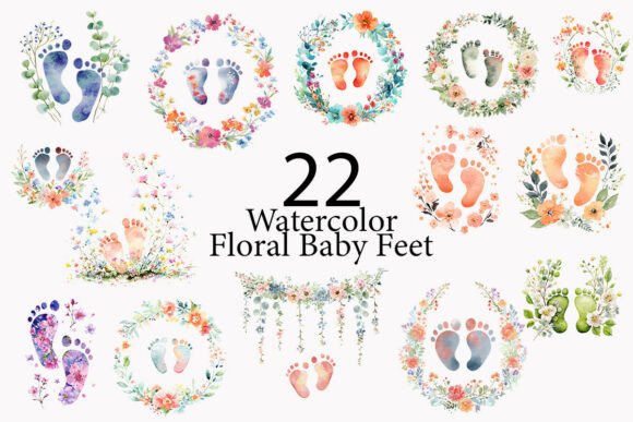 Whimsical Watercolor Baby Feet Clipart for Creative Projects