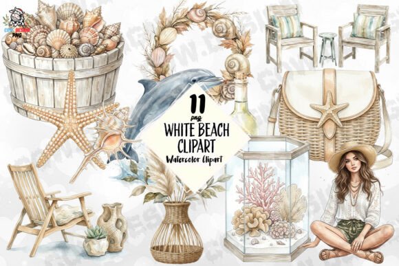 White Beach Set PNG: Capture Coastal Calm in Every Design